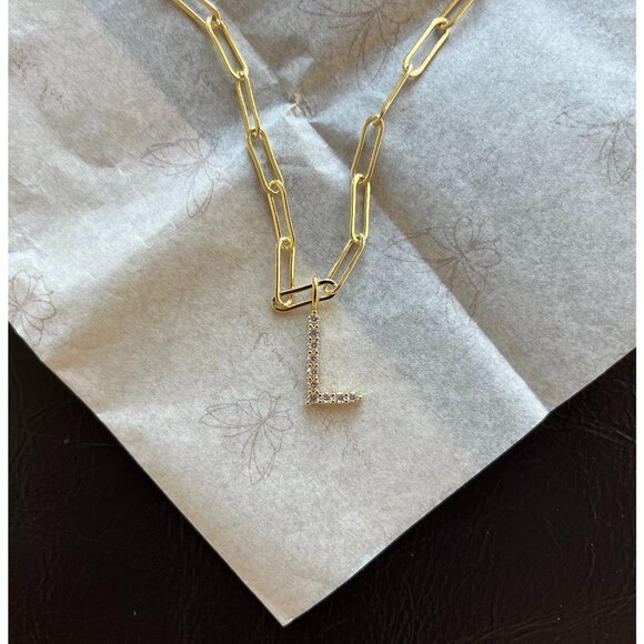 Reclaimed with Love "L" Pendant Gold Necklace - Picture 1 of 2